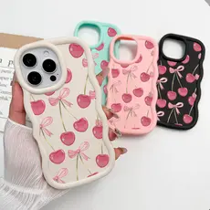 Capa Para iPhone 13 12 11 16 Ar 17 15 14 Pro Max XR XSMax Macaron Cor Silicone De Telefone Grandes Cerejas BBC
