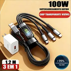 3 Em 1 Cabo Trançado Carregador Super Rápido 240W Adaptador USB Para Android Tipo C Adaptadores Micro IOS BBC