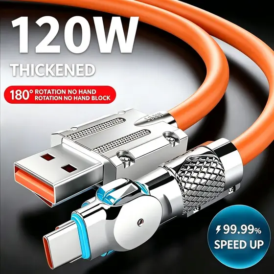 Suportes De Carregamento Rápido 180 ° Cabos De Rotação Cabo Carregador Giratório Para Tipo C Micro USB iOS Orange BBC