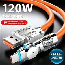 Suportes De Carregamento Rápido 180 ° Cabos De Rotação Cabo Carregador Giratório Para Tipo C Micro USB iOS Orange BBC