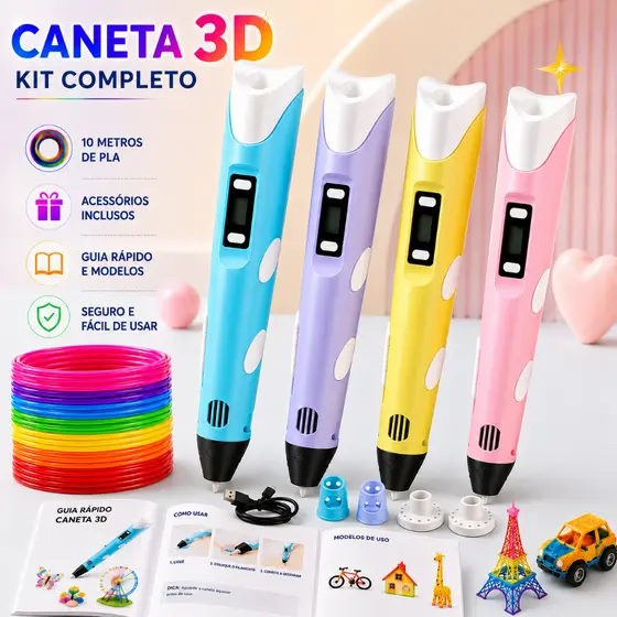 Caneta Mágica De Impressão 3D Grátis 10M DIY PLA Filament Design Brinquedo Presente De Aniversário Criança Tela ABS