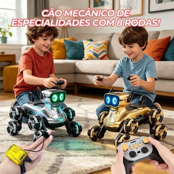 Cão Robô Todo-O-Terreno De 8 Rodas , Gesto Inteligente E Controle Duplo Remoto