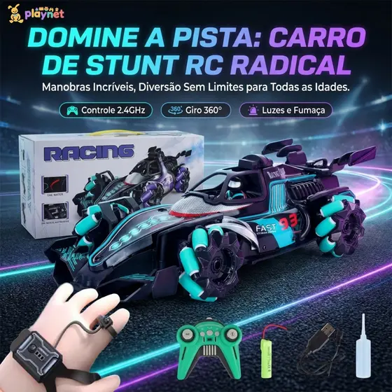 Carro De Corrida RC – Controle De Gestos , 2.4G , Efeito De Luz Em Spray E Deriva 4WD Para Crianças