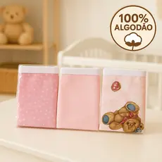 Kit 3 Pano de Boca Bebe Fralda de Boca, 3 Unidades Vivaldi 100% Algodão 30cm x 30cm