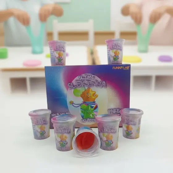 Kit 30 | 24 | 20 | 16 Slekinha no Pote - faça você mesmo 120 gramas de Slime - Funny-lab Brinquebol
