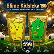 1 | 2 | 3 | 4 | 5 | 6 Slimes Kidsleka 180g verde e amarelo - Campeã em diversão Copa do mundo 2026