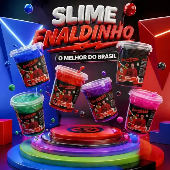 Kit com 3 | 6 | 9 | 12 Slime Enaldinho com bolinha pula-pula colecionável 120 gramas