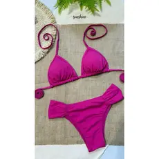 biquine feminino Conjunto biquini, sutia cortininha com calcinha bombom, cos lateral alto, conjunto liso, praia