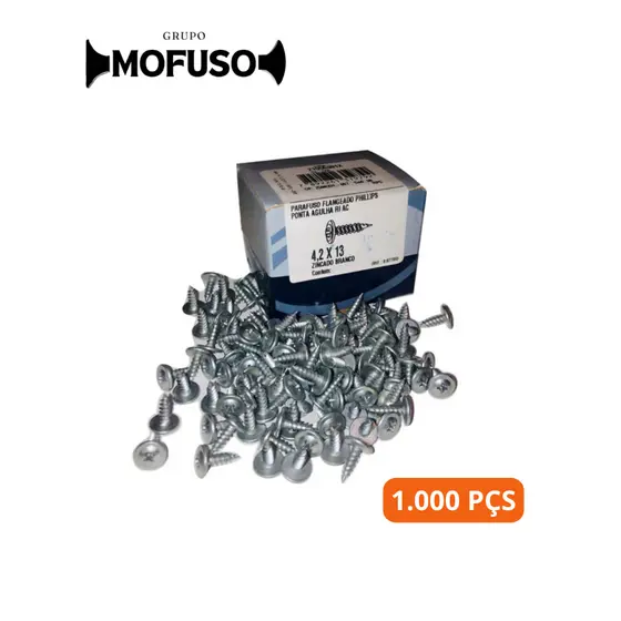 Parafuso Flangeado 4,2x13mm Ponta Agulha Drywall PVC Perfil Metálico 100 500 1000 Peças