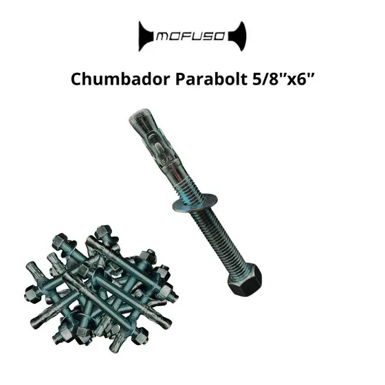 Chumbador Parabolt 5/8''x6'' Zincado C/ Arruela e Porca 10pçs