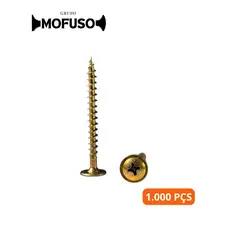 Parafuso Chipboard Flangeado 5.0x50mm Philips para Bucha 8mm e 10mm Drywall Gesso Fixação 100 Peças