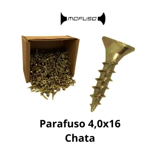 Parafuso Chipboard Cabeça Chata Philips 4,0x16mm Madeira MDF Móveis Escolha Caixa Pacote 250 500 1000 Peças