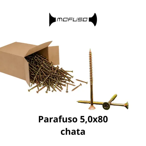 Parafuso Chipboard 5x80mm Philips Cabeça Chata Bicromatizado Para Madeira MDF 100 250 500 Pçs