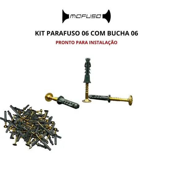 Kit Parafuso e Bucha 06 Já Acoplado Flangeado Phillips Fixação Gesso Drywall Alvenaria Construção Civil