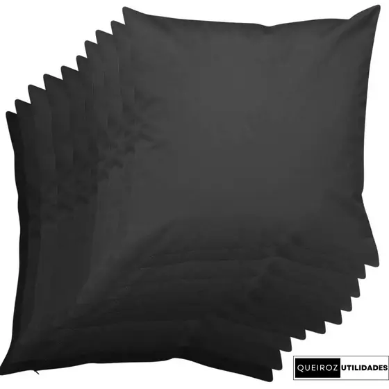 Kit - 10 Capas de Almofadas: Pretas - 40x40 - Decorativa Para Sala / Sofá / Quarto / Cama