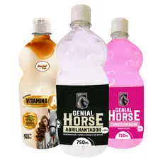 Kit Braite Abrilhantador Desembaraçador, Shampoo e Condicionador para Cavalos 750ml