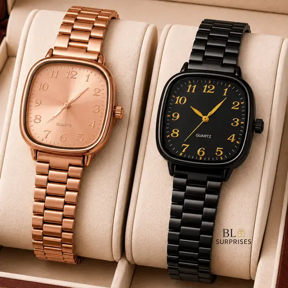 2 Relógio Feminino Quartz Dourado/Rose/Preto/Prata – Pulseira em Aço Inoxidável Elegante