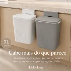 Lixeira Suspensa 9L 3 em 1 Multiuso com Suporte e Adesivo para Cozinha, Banheiro e Lavanderia