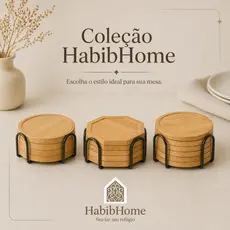 Kit Porta Copos De Bambu 4 E 6 Unidades Com Suporte Redondo E Octogonal Premium Decorativo Elegante