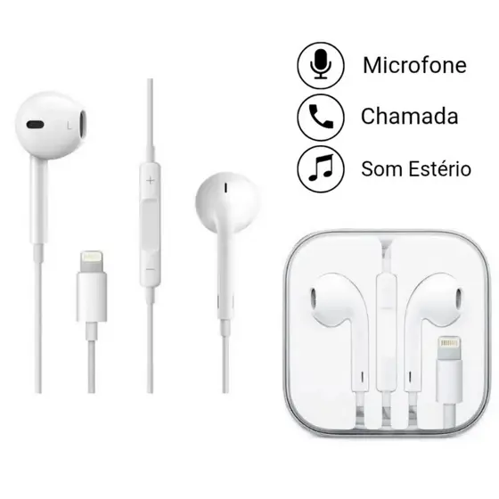Fone com Fio iPhone| 4 Unidades Conector lightning + Microfone HD