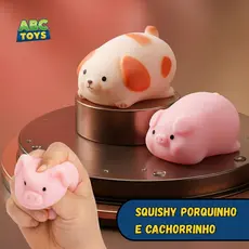 🐷🐶Squishy Porquinho e Cachorrinho - Macio, Fofo Antiestresse – Aperta e Esmaga