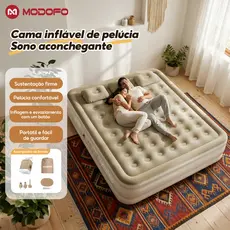 MODOFO Colchão Inflável Solteiro/Queen/King Com Bomba Elétrica Recarregável Cama Inflável Para Camping Casa