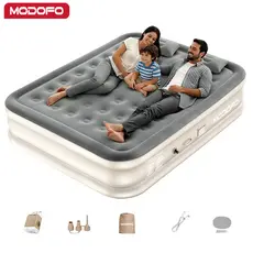 MODOFO Colchão Inflável Cinza Solteiro/Queen/King Com Bomba Elétrica Para Camping Casa 195x100/200x152/200x180cm