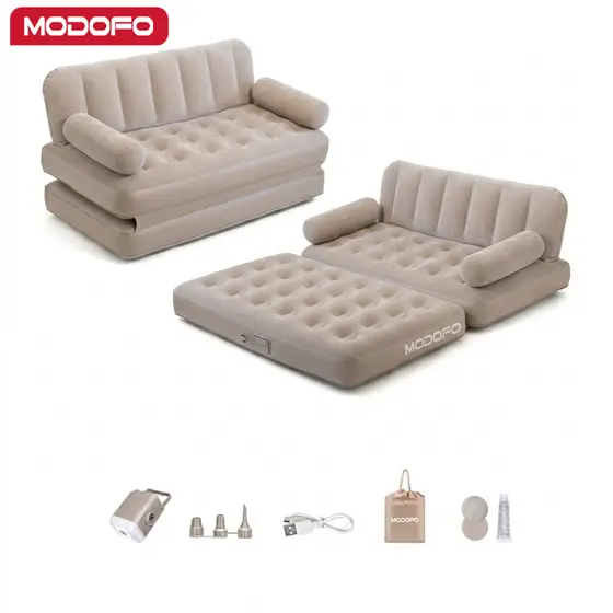 MODOFO Sofá Inflável 2 Lugares Grande Sofá Cama Inflável Casal Com Bomba-Camping Equipment Acampamento Acessórios