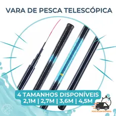 Vara Telescópica de Pesca de Mão Leve Fibra de Vidro 1,9m 2,4m 2,9m 3,6m