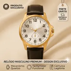 Relógio Masculino Analógico Premium Pulseira Tipo Couro Casual Elegante Social Resistente Confortável