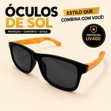 Óculos de Sol Masculino Haste de Madeira Bambu ou Modelo Justin Proteção UV400