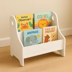 Porta Livros Infantil MDF para Quarto Montessori Cantinho Leitura Sala Brincar Organização Infantil