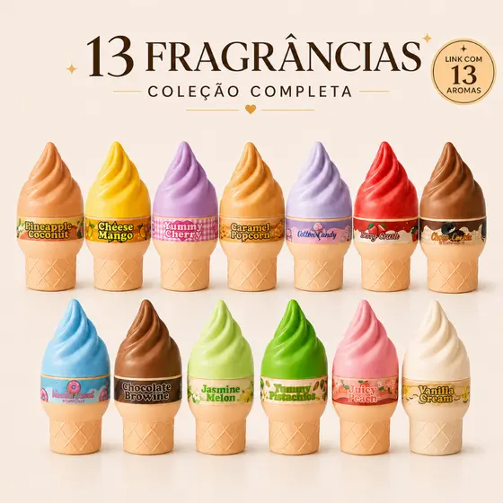 Perfume Feminino WY Ice Cream 100ml Fragrância Gourmand Doce Vários Aromas