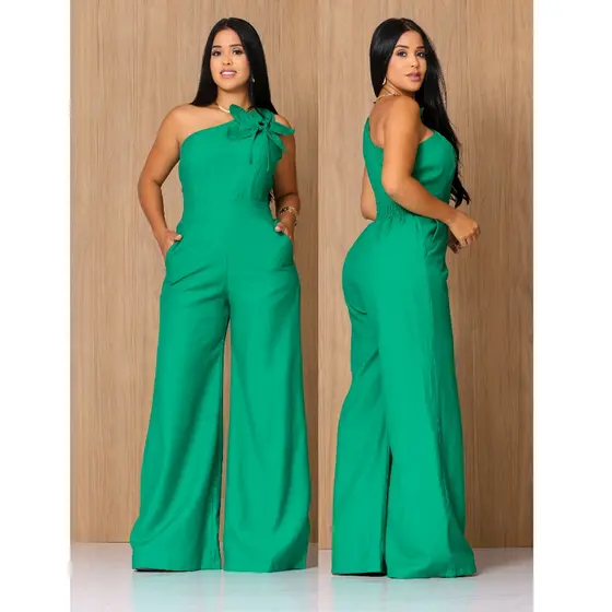 Macaquinho Feminino Elegante com Flor no Ombro – Tecido Sensorial Forrado M e G