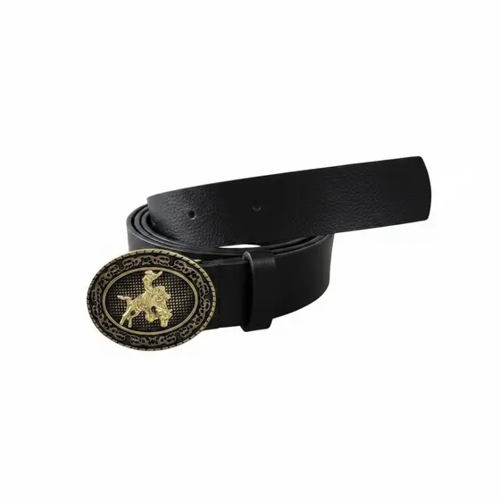 Cinto Feminino Couro Sintético Fivela Ouro Velho Da Moda Country Elegante - Elaine