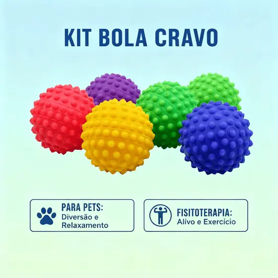 Kit 2 ou 5 Bola Cravo Anti-Stress Fisioterapia Petshop Pet Cachorro Bolinha Brinquedo Massagem Cão Relaxante