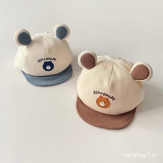 Boné de Bebê de Desenho Animado Bonito Protetor Solar Urso Meninos Meninas Boné de Beisebol Aba Macia Bonés para Bebês 6