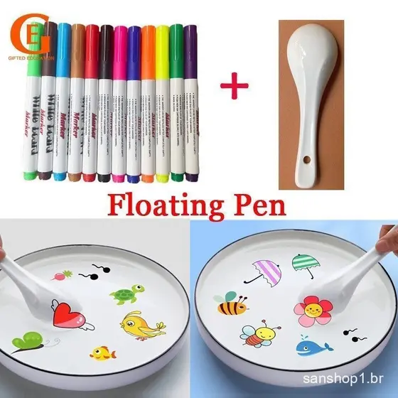 8/12 Cores Caneta Flutuante Crianças Pintura Em Água Conjunto De Canetas De Grafite Marcador Mágico De Quadro Branco Com