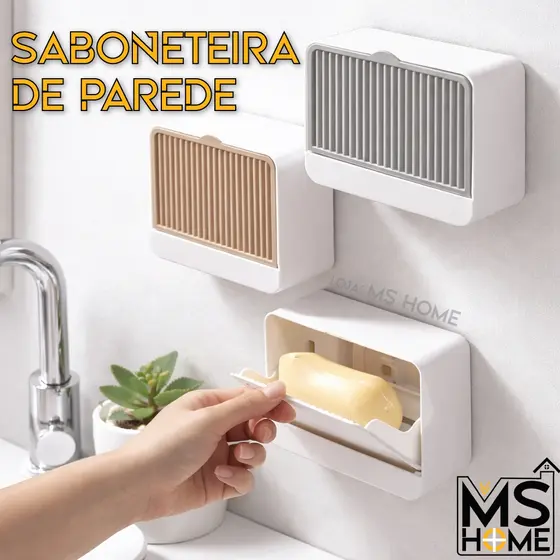Saboneteira de Parede para Banheiro - Suporte Fixação Com Adesivo - Porta Sabão - Com Dreno
