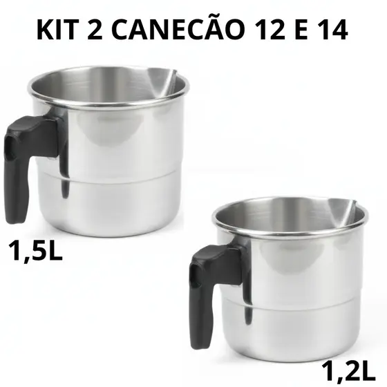 Conjunto de Canecão Leiteira Fervedor Polido 2 Pç. N 12/14-