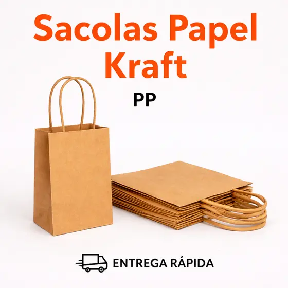 Sacola de Papel Kraft PP 20un | Alça Torcida Pequena para Presente Lembrancinha Loja Delivery Embalagem Sustentável