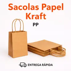 Sacola de Papel Kraft PP 20un | Alça Torcida Pequena para Presente Lembrancinha Loja Delivery Embalagem Sustentável