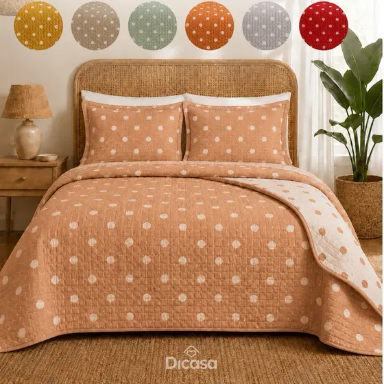 Kit Colcha Cobre Leito Dupla Face Queen 3 Peças Estampado Decorativa Capas De Traveseiro