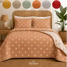 Kit Colcha Cobre Leito Dupla Face Queen 3 Peças Estampado Decorativa Capas De Traveseiro
