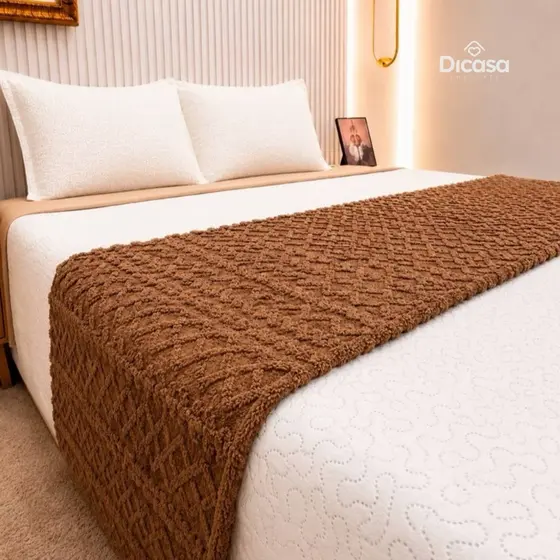 Peseira Cama Posta Queen Manta Decorativa Aconchegante Toque Macio  Em Relevo
