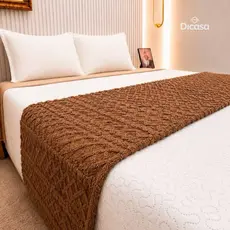 Peseira Cama Posta Queen Manta Decorativa Aconchegante Toque Macio  Em Relevo