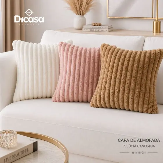 Kit 2 Capas de Almofada Aconchego Pelúcia 45x45 Luxuosa Macia para Sofá Decoração