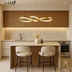 Lustre Pendente de Led 40w Dourado 70cm 3 Cores De Luz Pendente Moderno Clave Para Sala Mesa Luxo