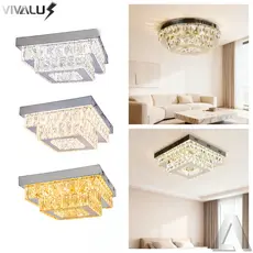 Lustre Cristal Luminária Plafon Cristal Led 3 Cores Em 1 Lustre Sala Mesa Hall Pendente Cristal LED