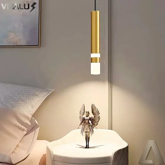 Luminária Lâmpada Pendente Tubo De Cristal Acrílico Dourado LED Moderno Luz Quente 7W Para Lavabo